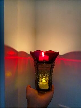 Flower shape vintage-inspired fairy lamp / candle holder - hand assembled